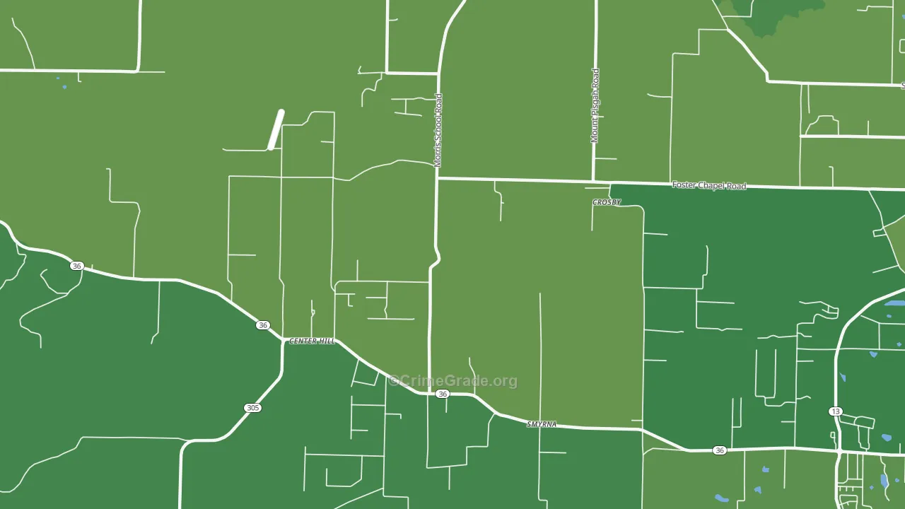 Center Hill, AR Map of Vandalism Rates