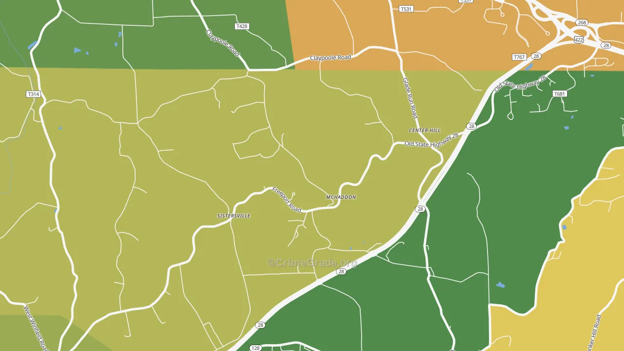 Center Hill, PA Map of Vandalism Rates