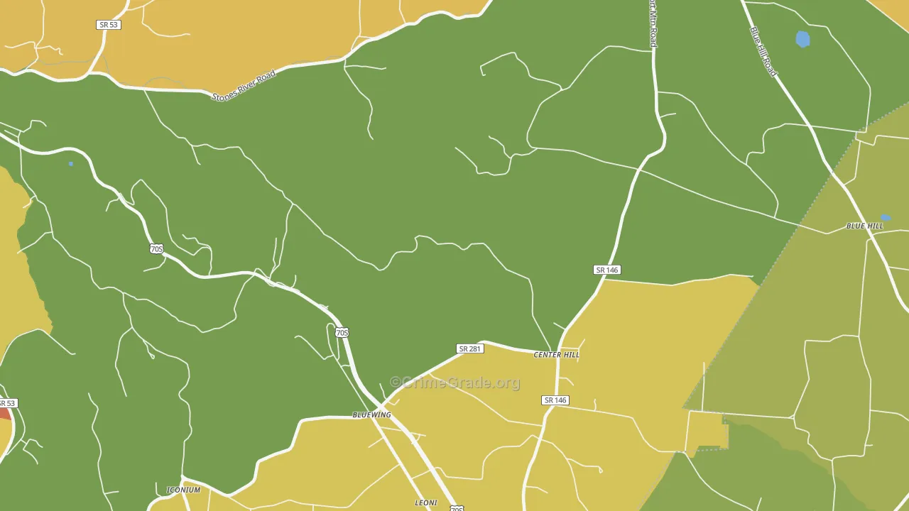 Center Hill, TN Map of Vandalism Rates