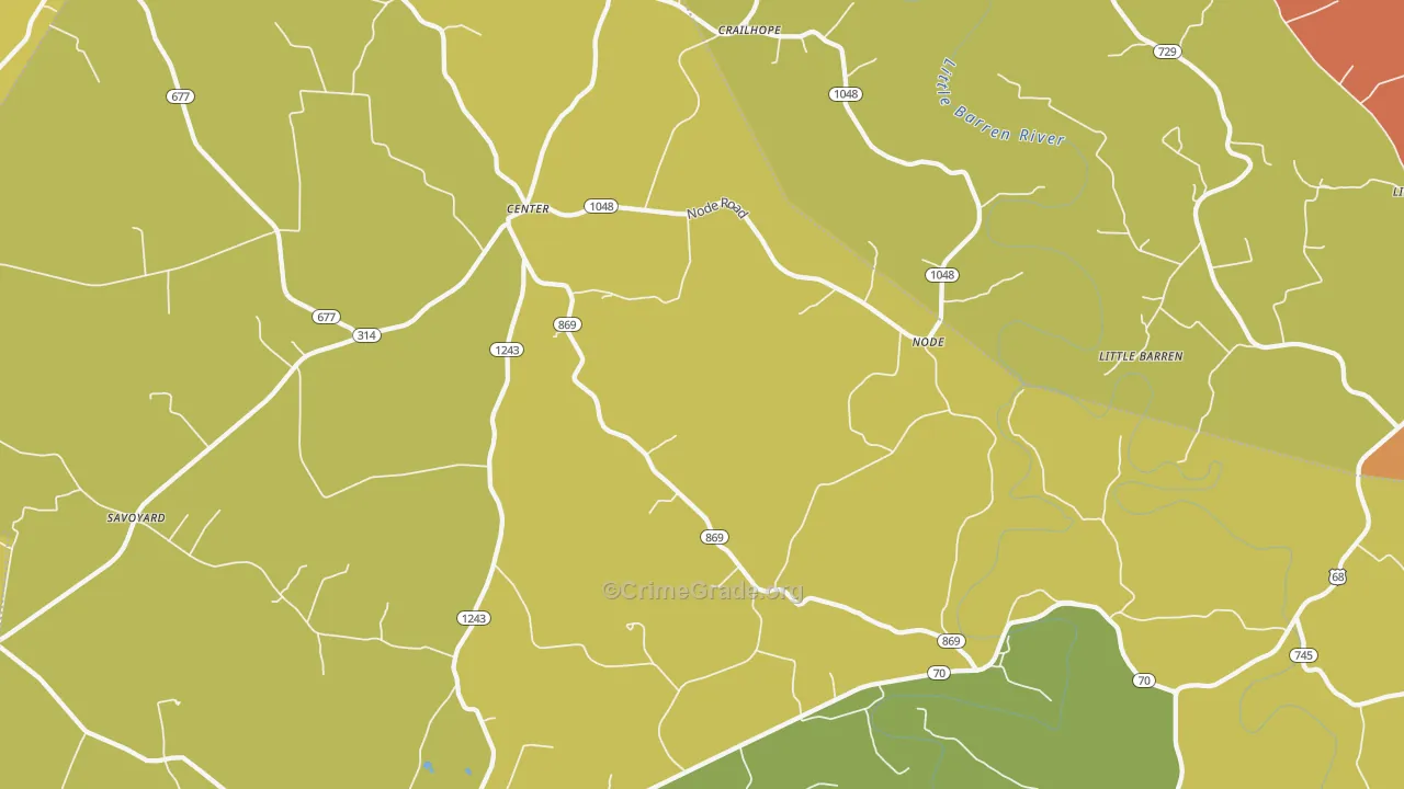Center, KY Map of Vandalism Rates
