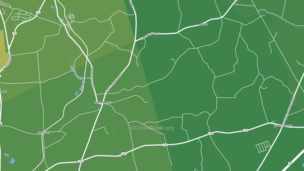 Center Mills, PA Map of Vandalism Rates