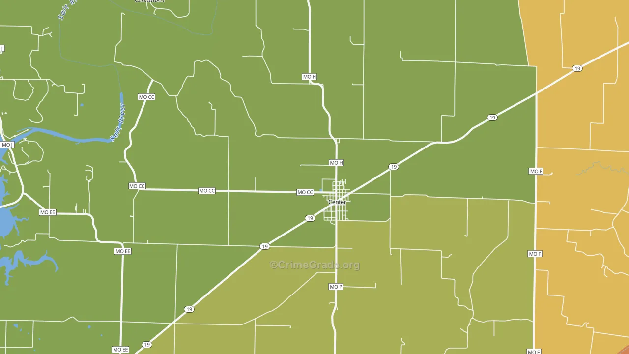 Center, MO Map of Vandalism Rates