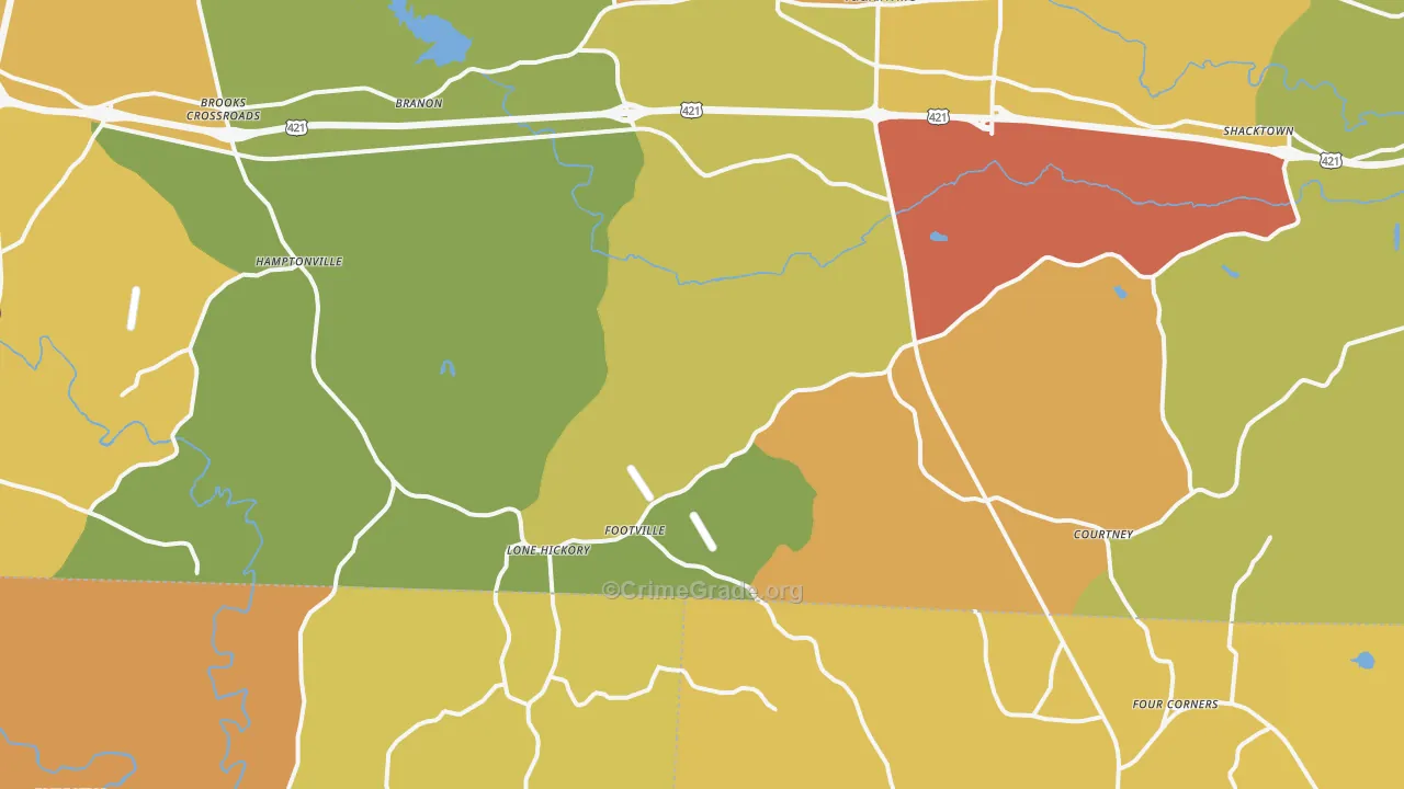Center, NC Map of Vandalism Rates