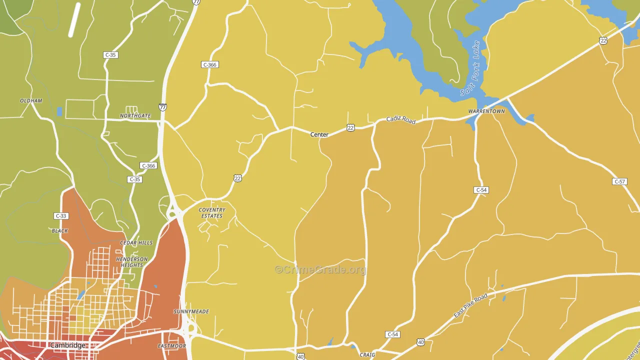 Center, OH Map of Vandalism Rates