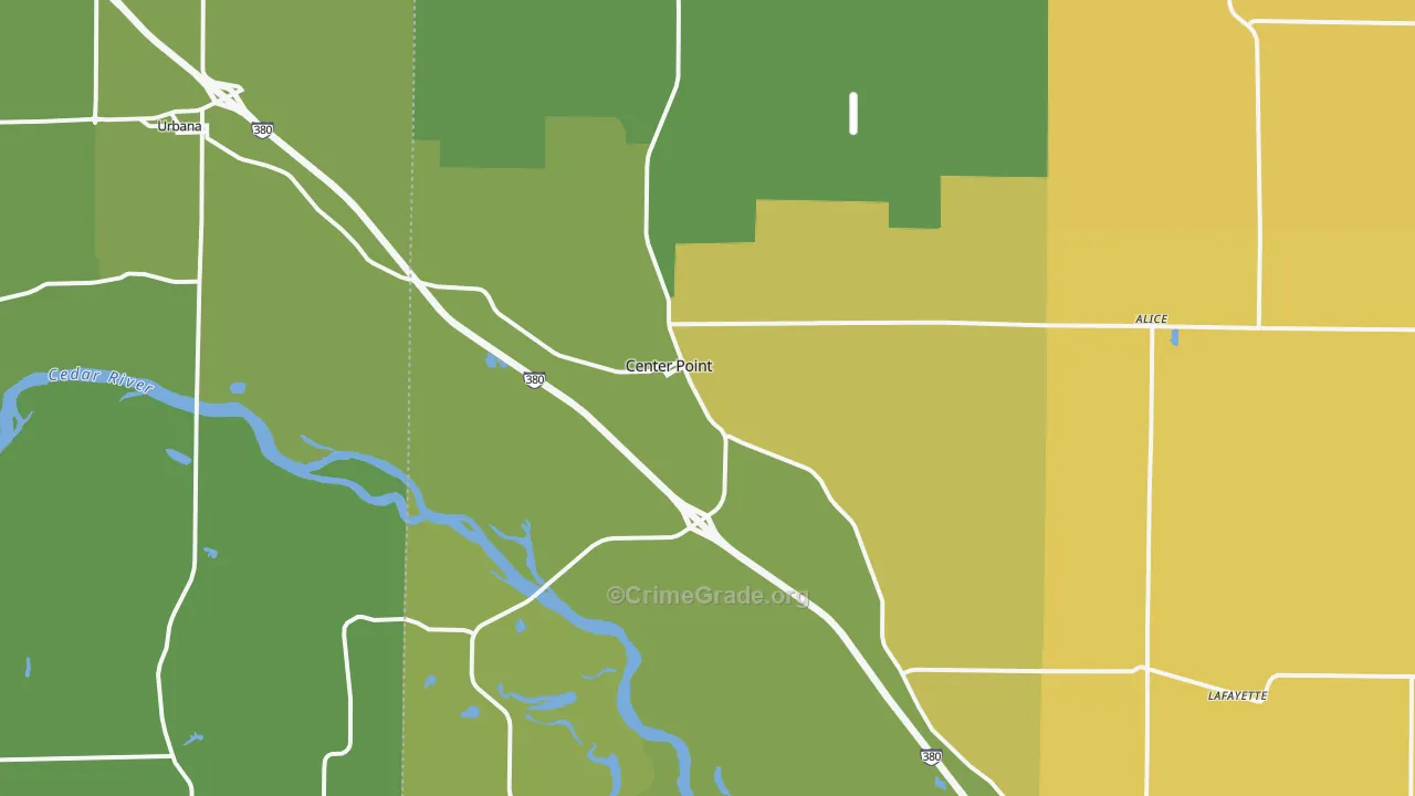 Center Point, IA Map of Vandalism Rates
