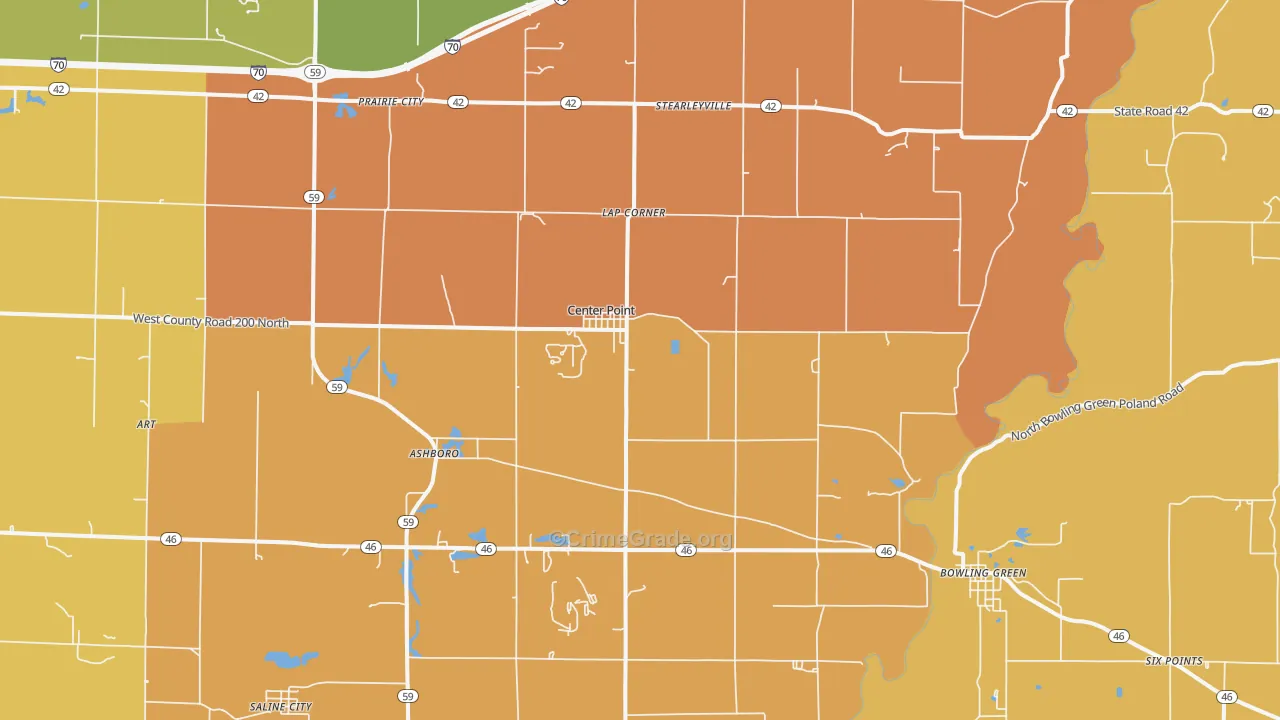 Center Point, IN Map of Vandalism Rates