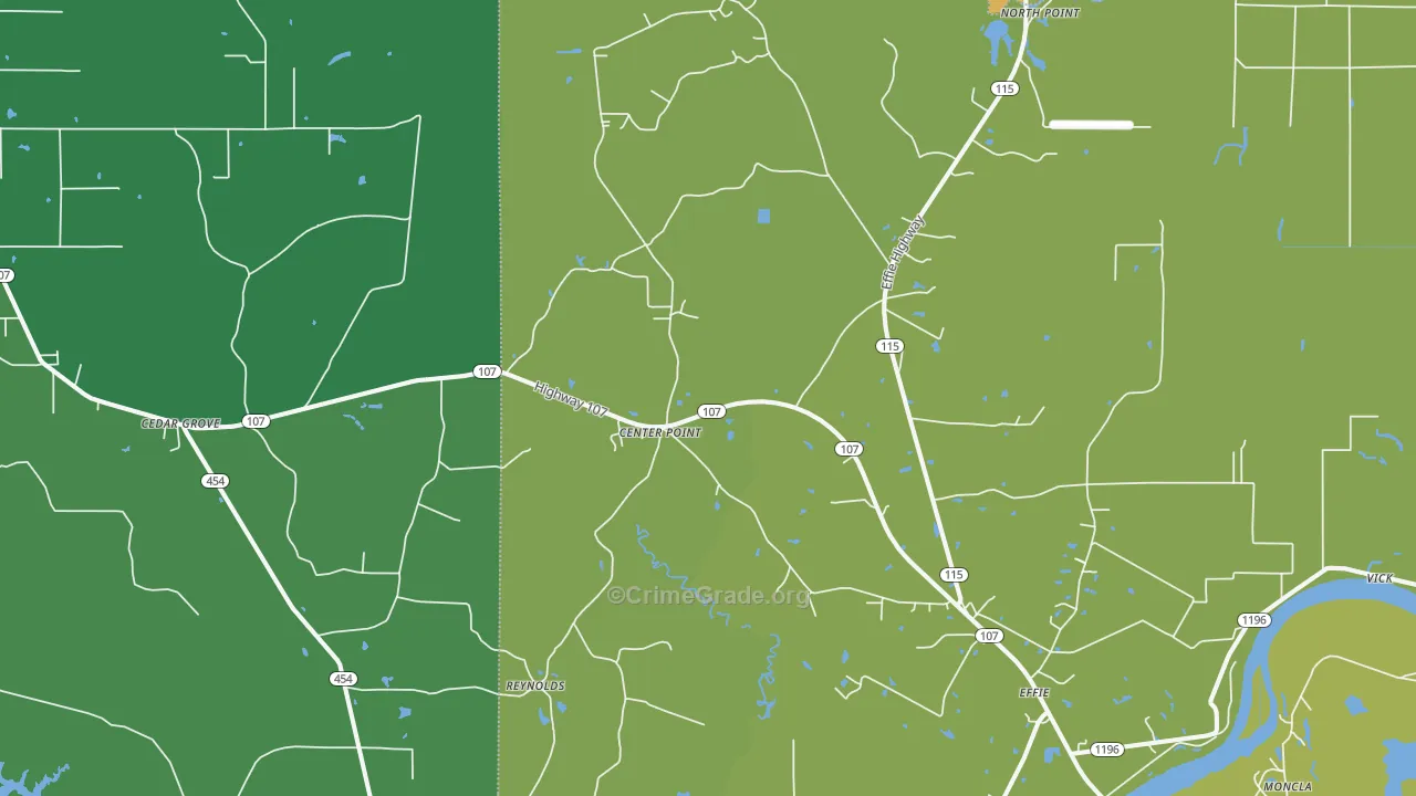 Center Point, LA Map of Vandalism Rates