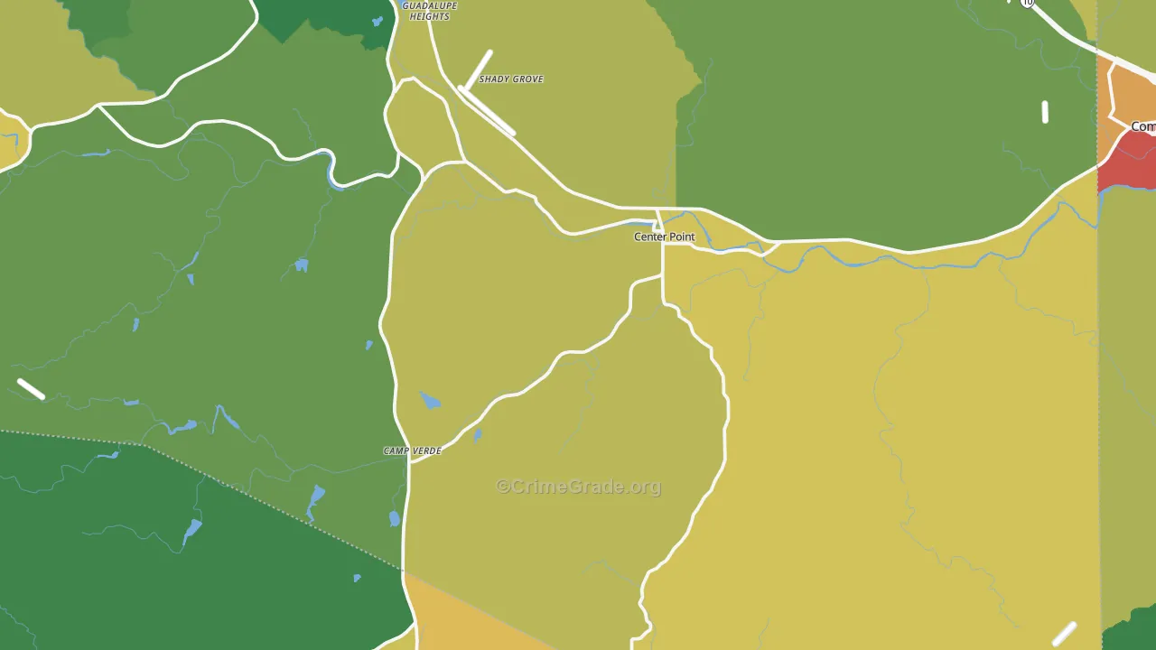 Center Point, TX Map of Vandalism Rates