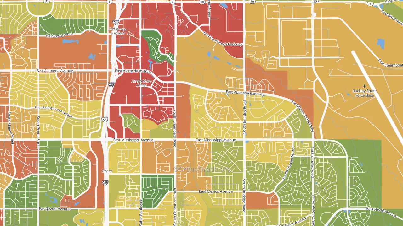 Center Pointe, Aurora, CO Map of Vandalism Rates