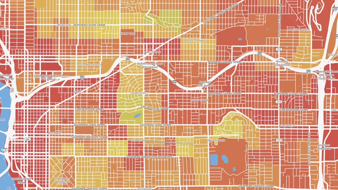Center, Portland, OR Map of Vandalism Rates