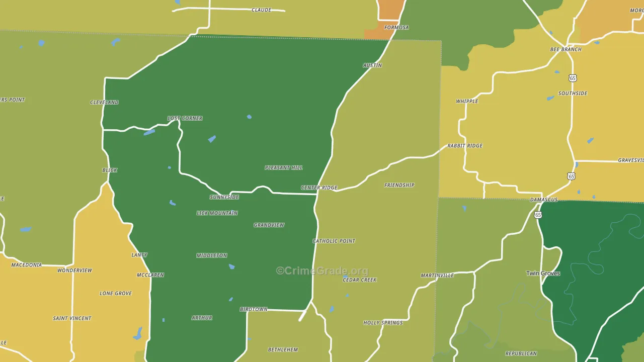 Center Ridge, AR Map of Vandalism Rates