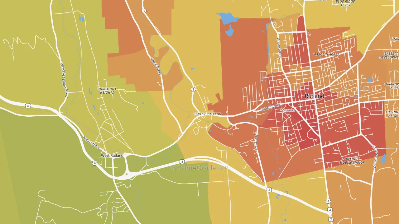 Center Rutland, VT Map of Vandalism Rates