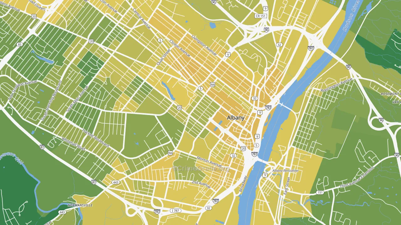 Center Square, Albany, NY Map of Vandalism Rates