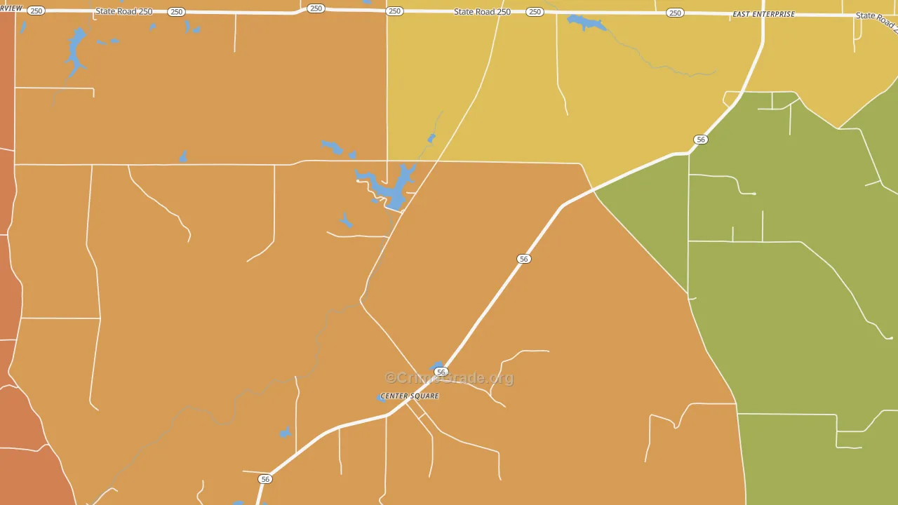 Center Square, IN Map of Vandalism Rates