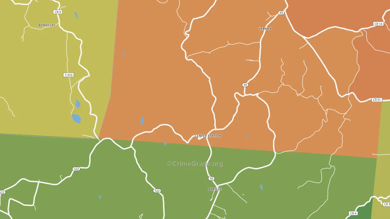 Center Station, OH Map of Vandalism Rates