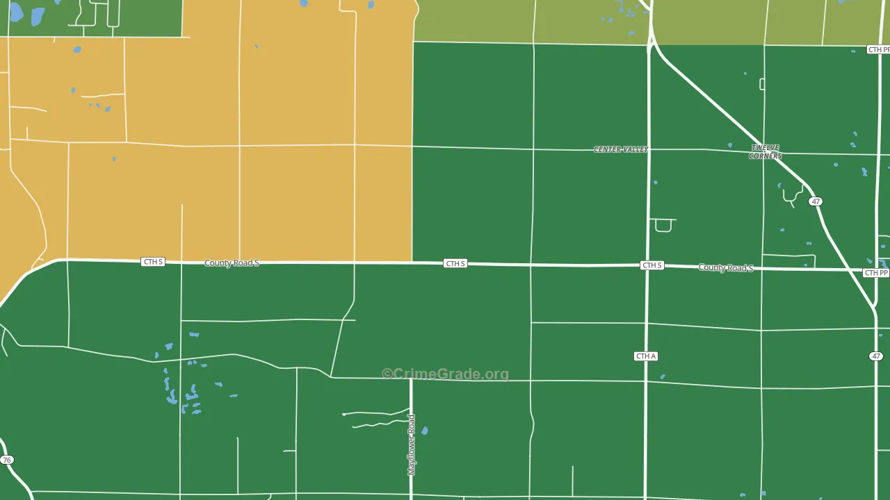 Center Valley, WI Map of Vandalism Rates