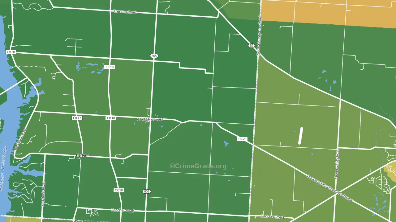 Center Village, OH Map of Vandalism Rates