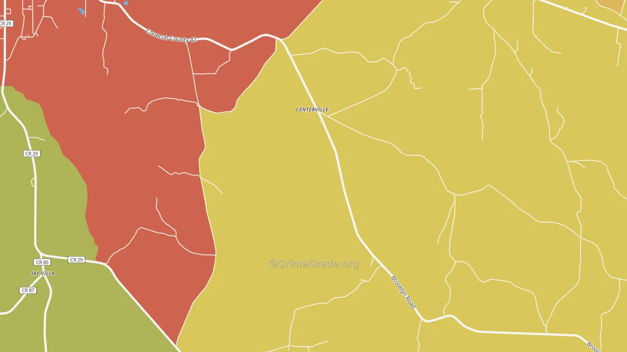 Centerville, AL Map of Vandalism Rates