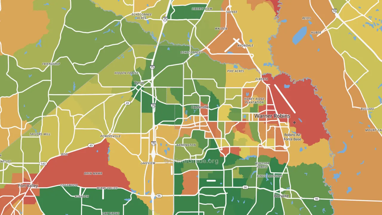 Centerville, GA Map of Vandalism Rates
