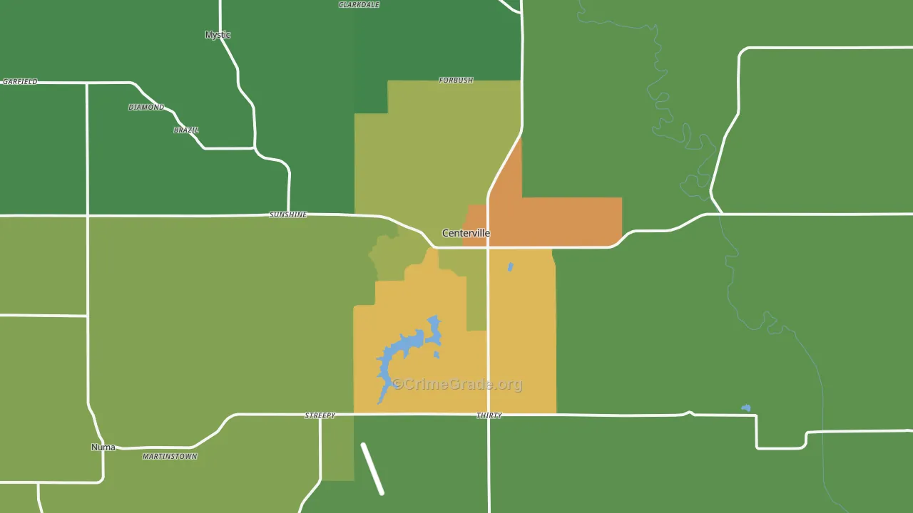 Centerville, IA Map of Vandalism Rates
