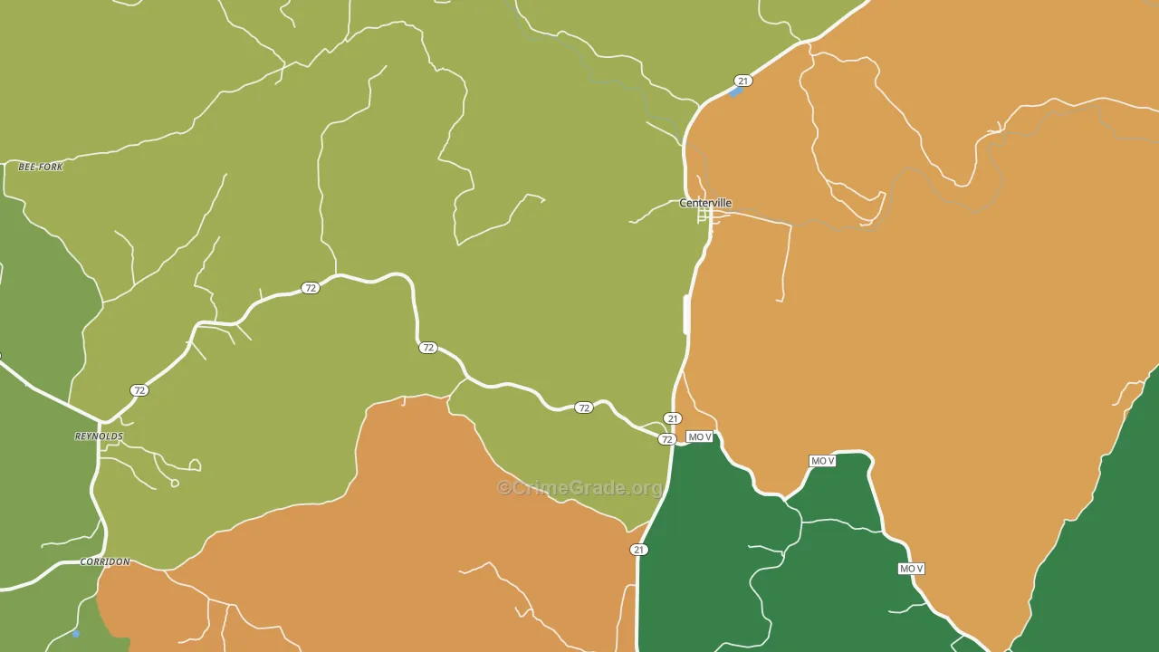 Centerville, MO Map of Vandalism Rates