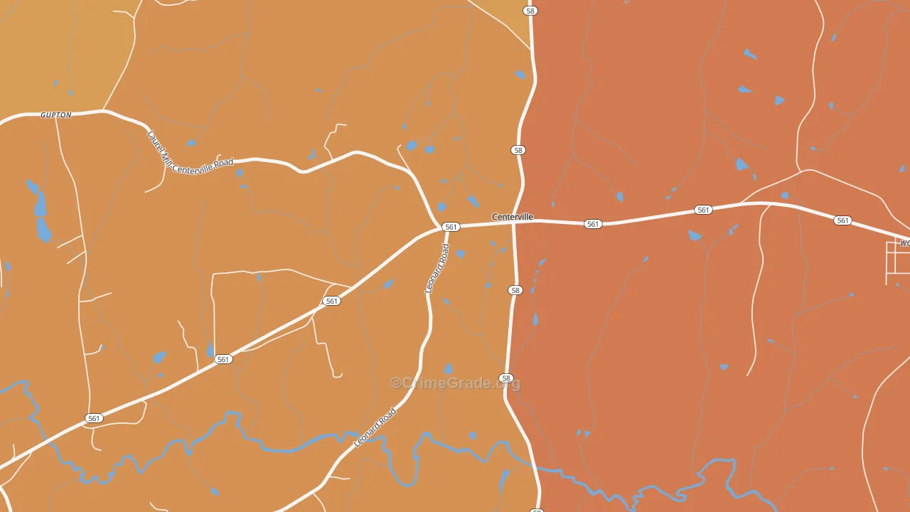 Centerville, NC Map of Vandalism Rates