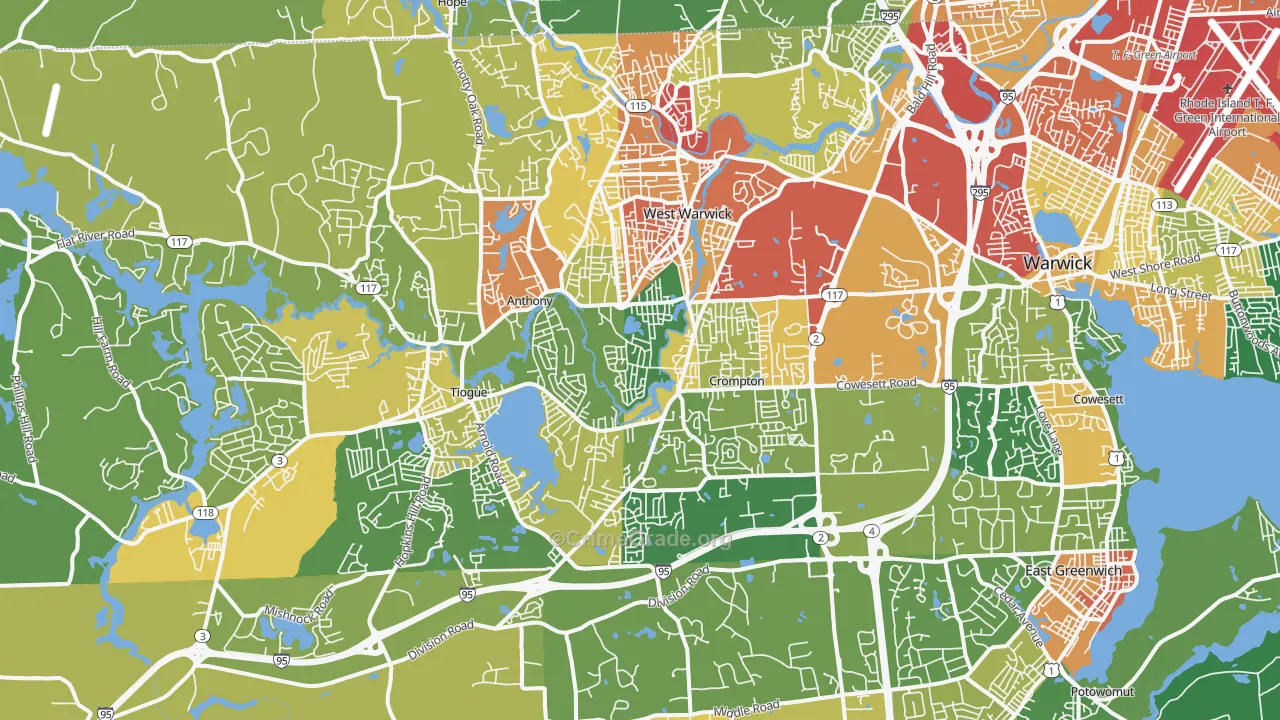 Centerville, West Warwick, RI Map of Vandalism Rates