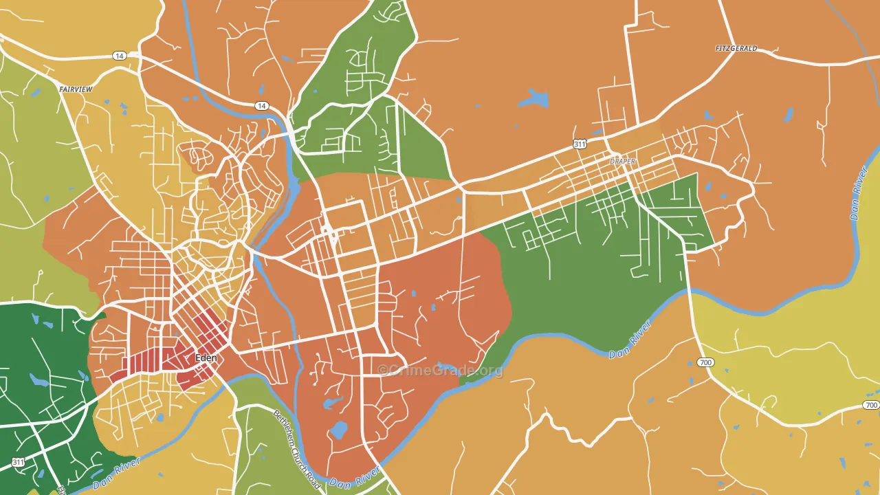 Central Area, Eden, NC Map of Vandalism Rates