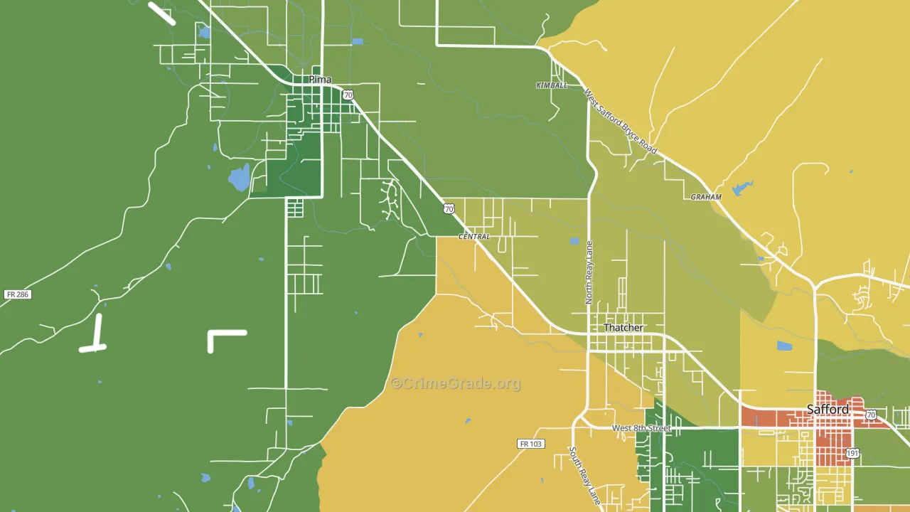 Central, AZ Map of Vandalism Rates