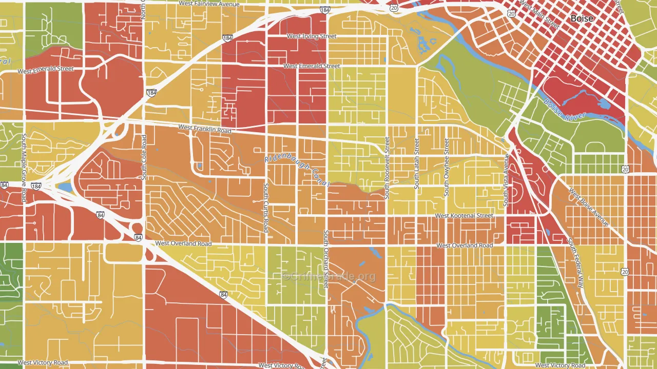 Central Bench, Boise, ID Map of Vandalism Rates