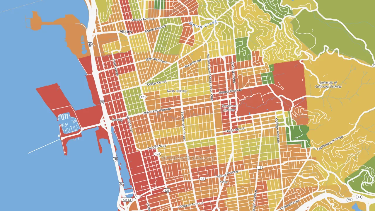 Central Berkeley, Berkeley, CA Map of Vandalism Rates