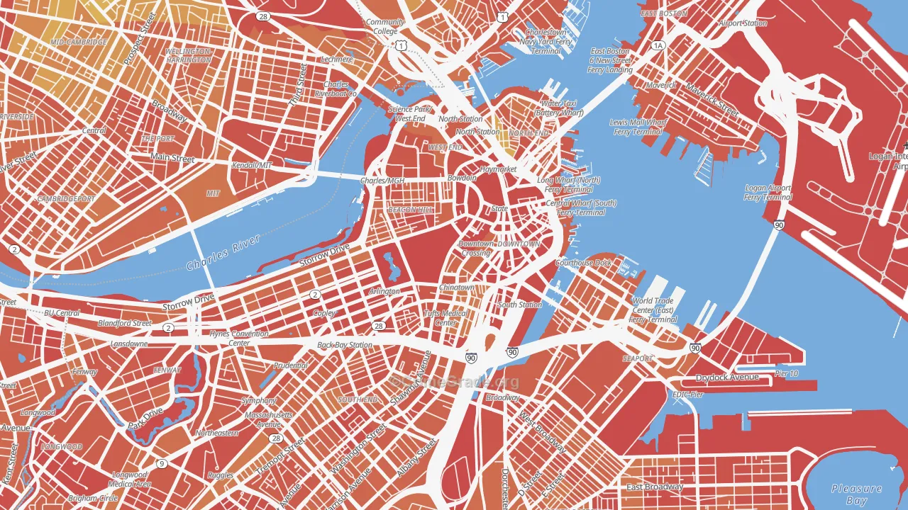 Central, Boston, MA Map of Vandalism Rates