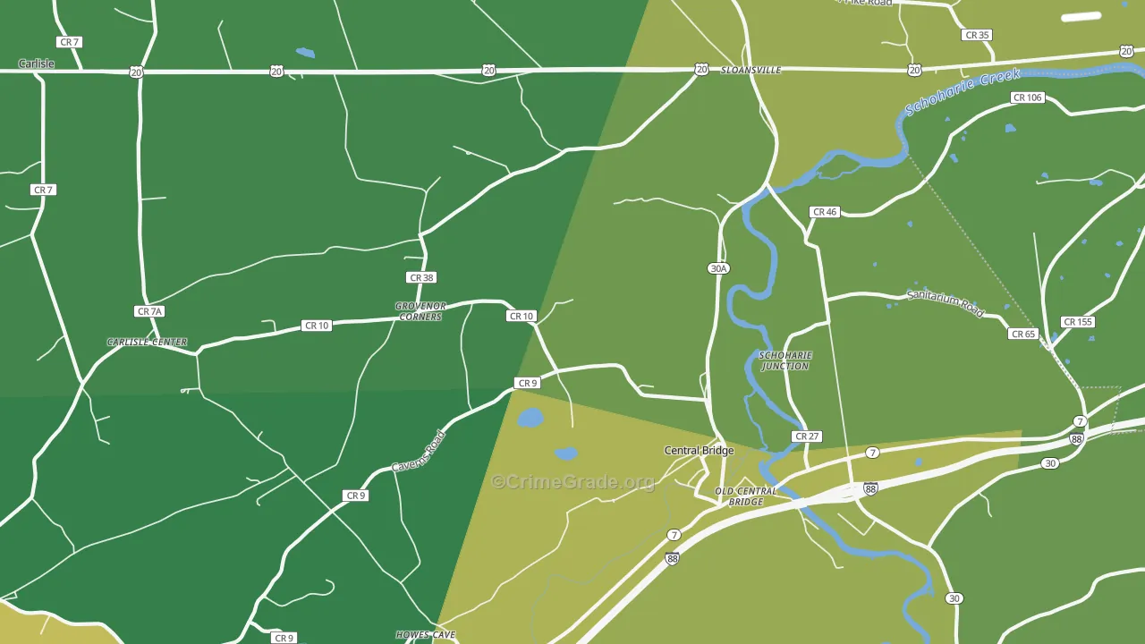 Central Bridge, NY Map of Vandalism Rates