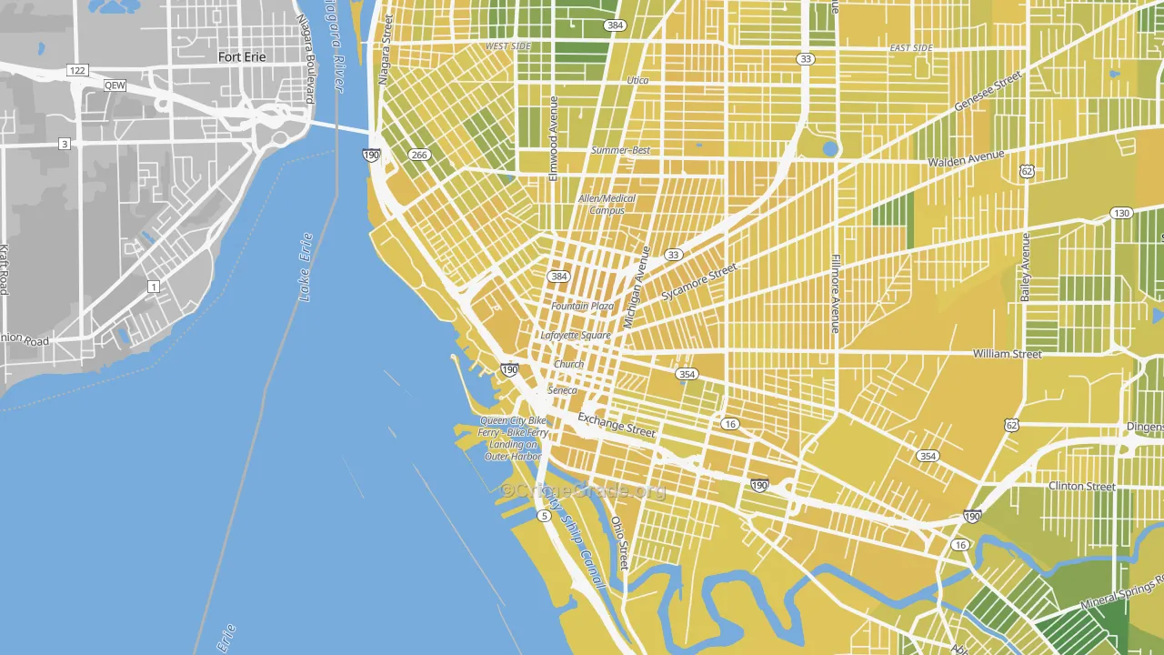 Central Business District-Buffalo, Buffalo, NY Map of Vandalism Rates
