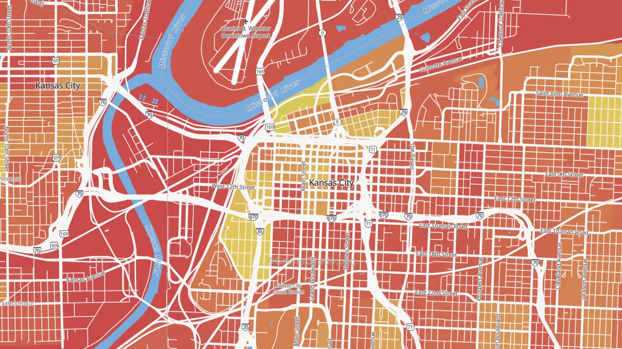 Central Business District, Kansas City, MO Map of Vandalism Rates