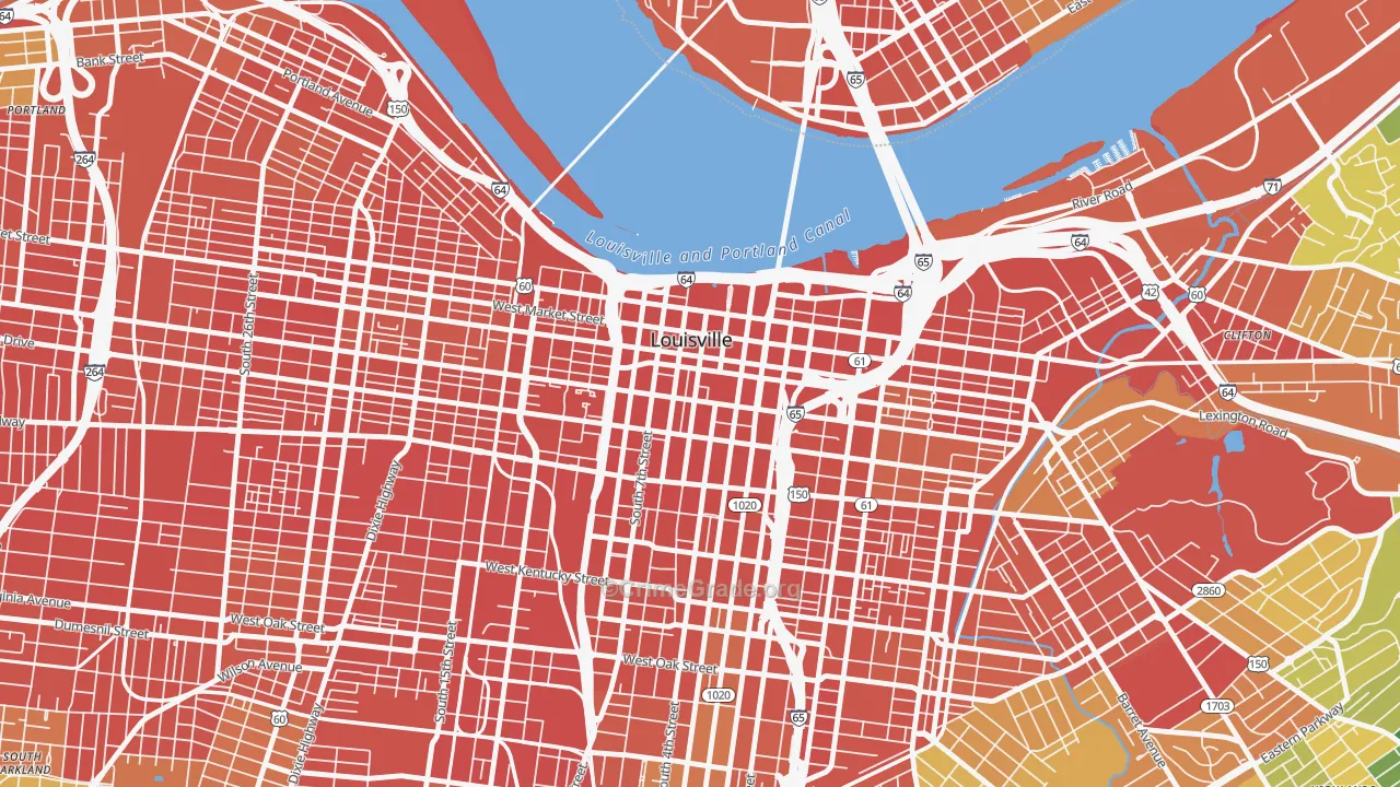 Central Business District, Louisville, KY Map of Vandalism Rates