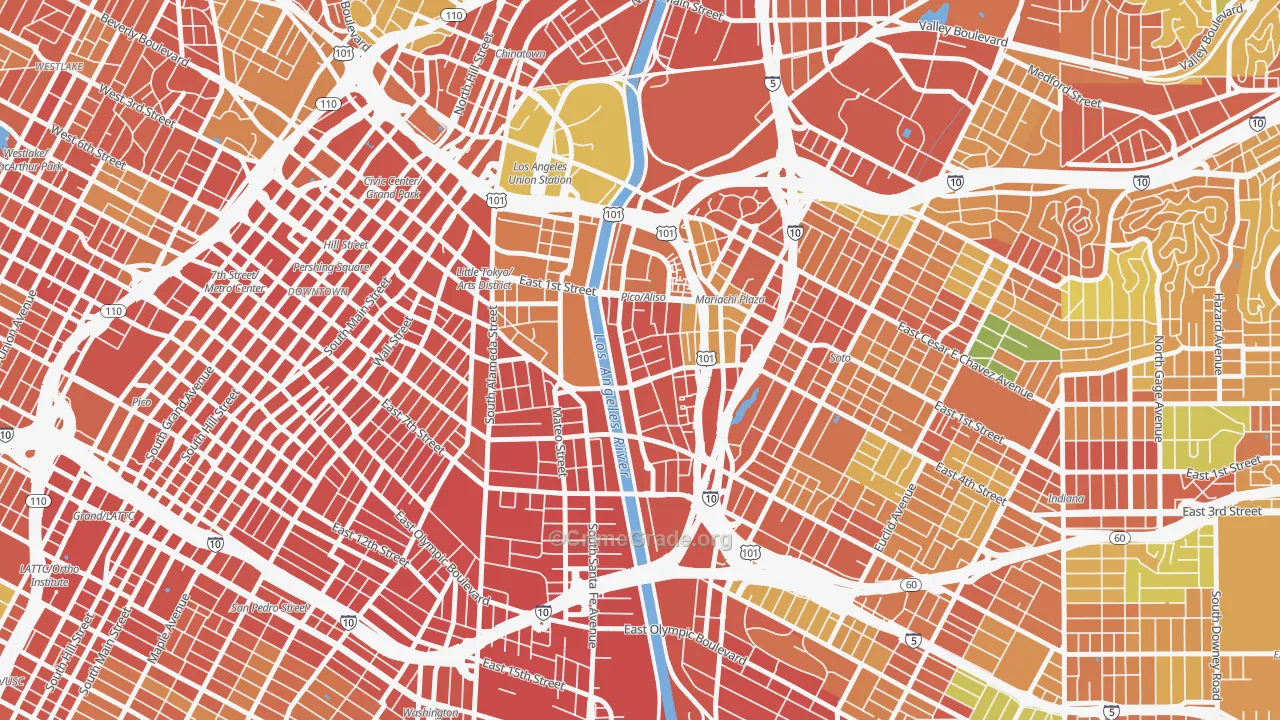 Central City East, Los Angeles, CA Map of Vandalism Rates