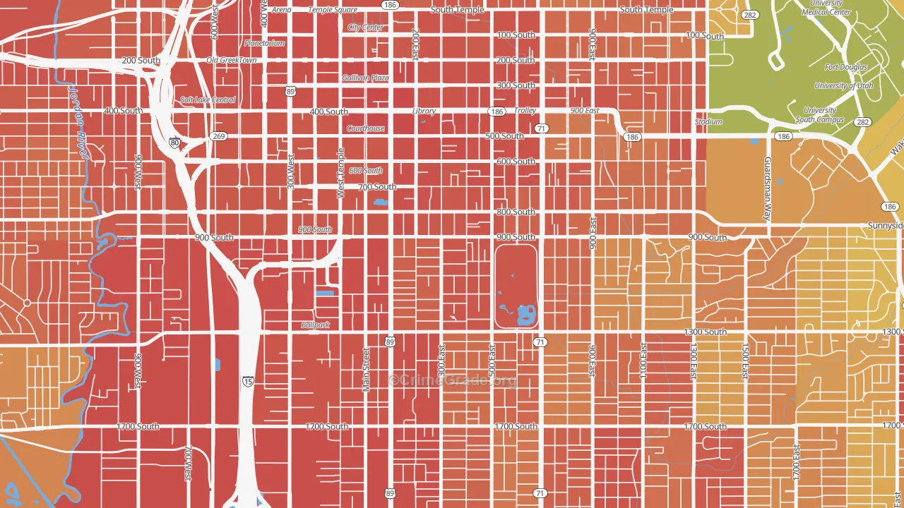 Central City Liberty Wells, Salt Lake City, UT Map of Vandalism Rates