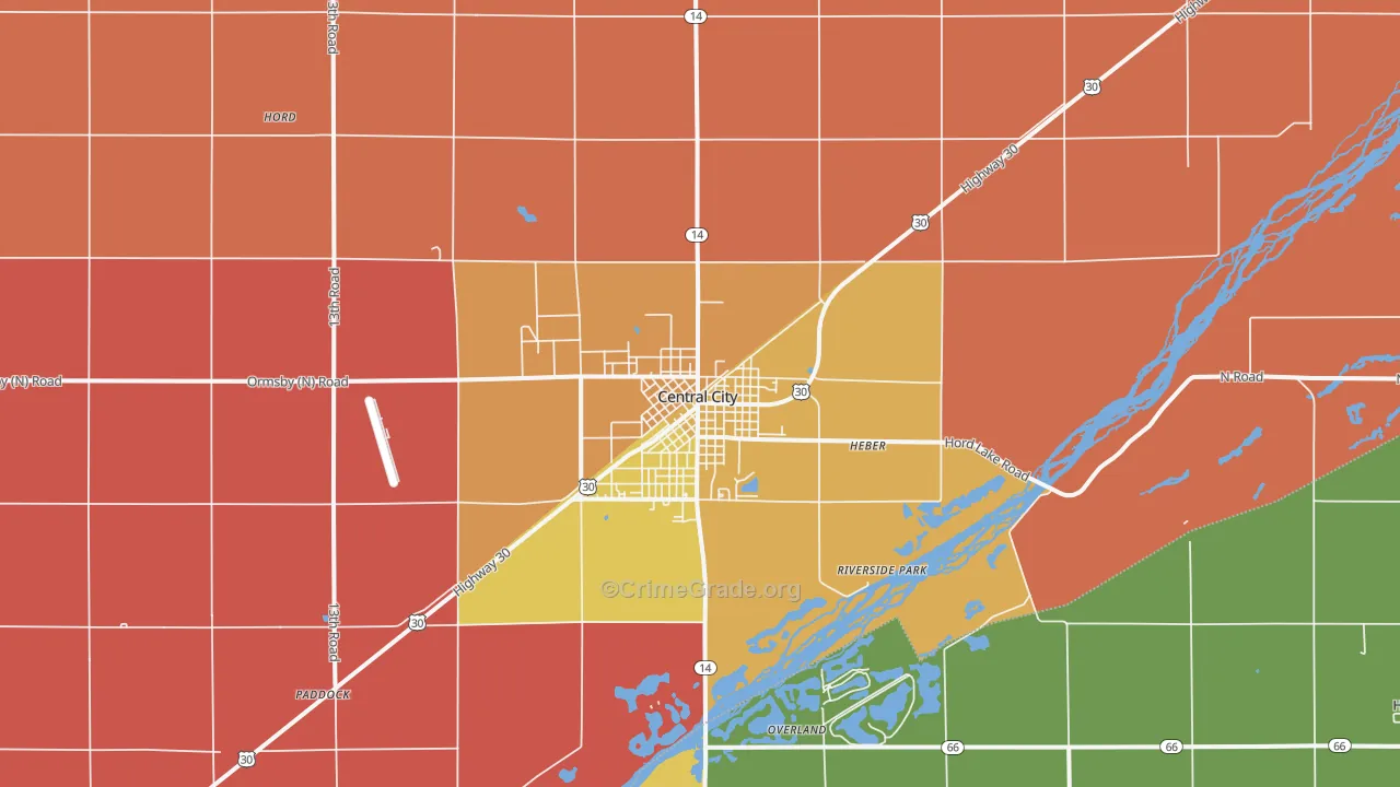 Central City, NE Map of Vandalism Rates