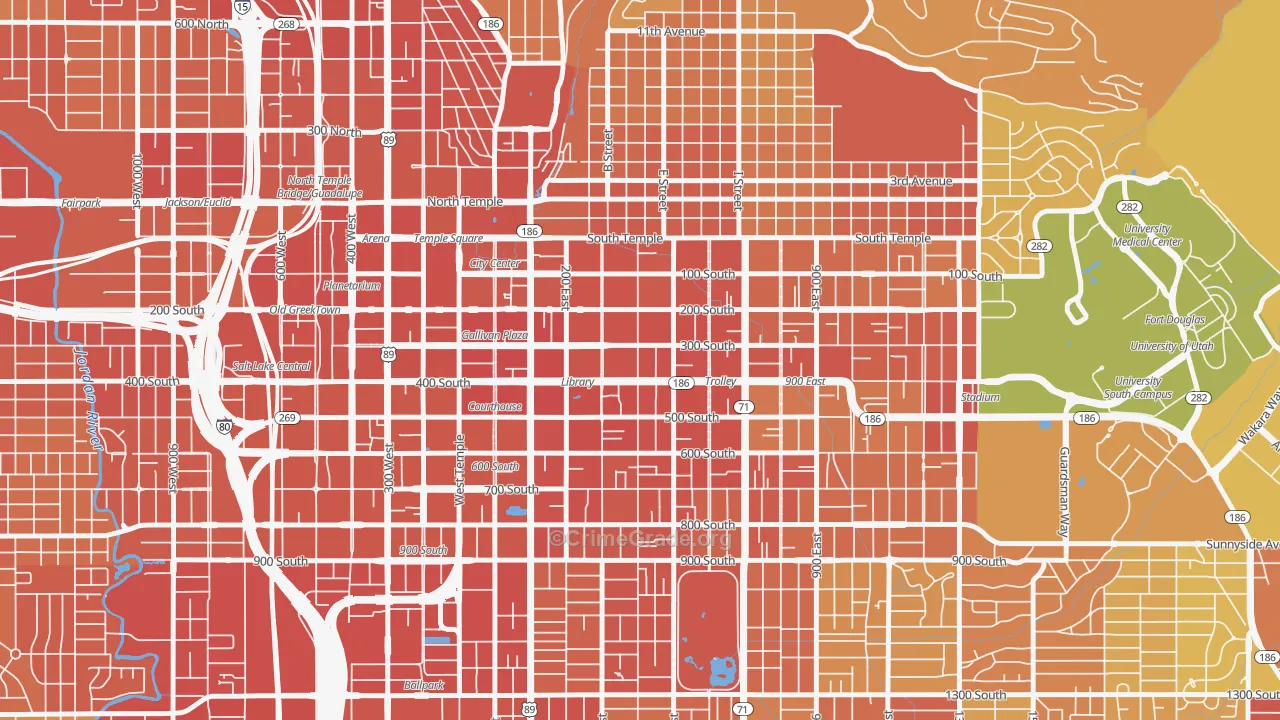 Central City, Salt Lake City, UT Map of Vandalism Rates