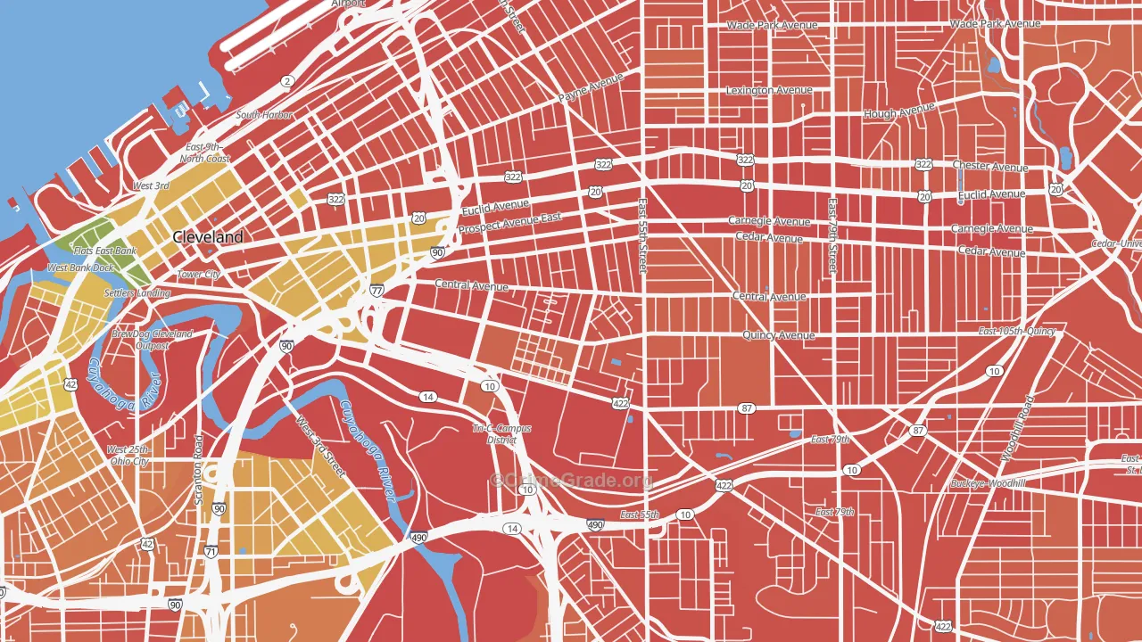 Central, Cleveland, OH Map of Vandalism Rates