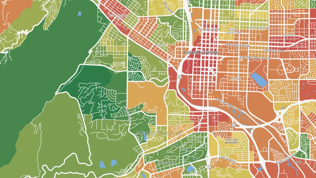Central Colorado City, Colorado Springs, CO Map of Vandalism Rates