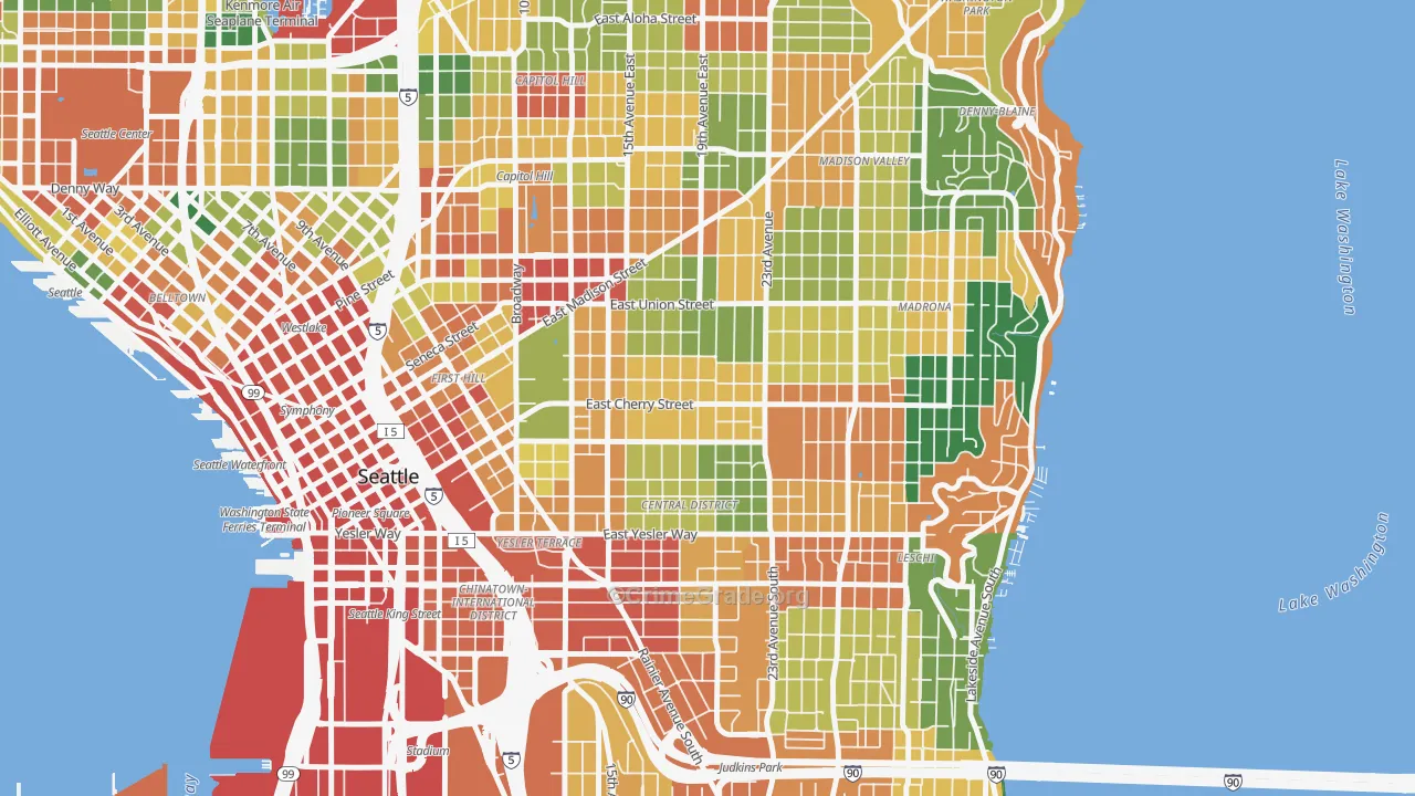 Central District, Seattle, WA Map of Vandalism Rates