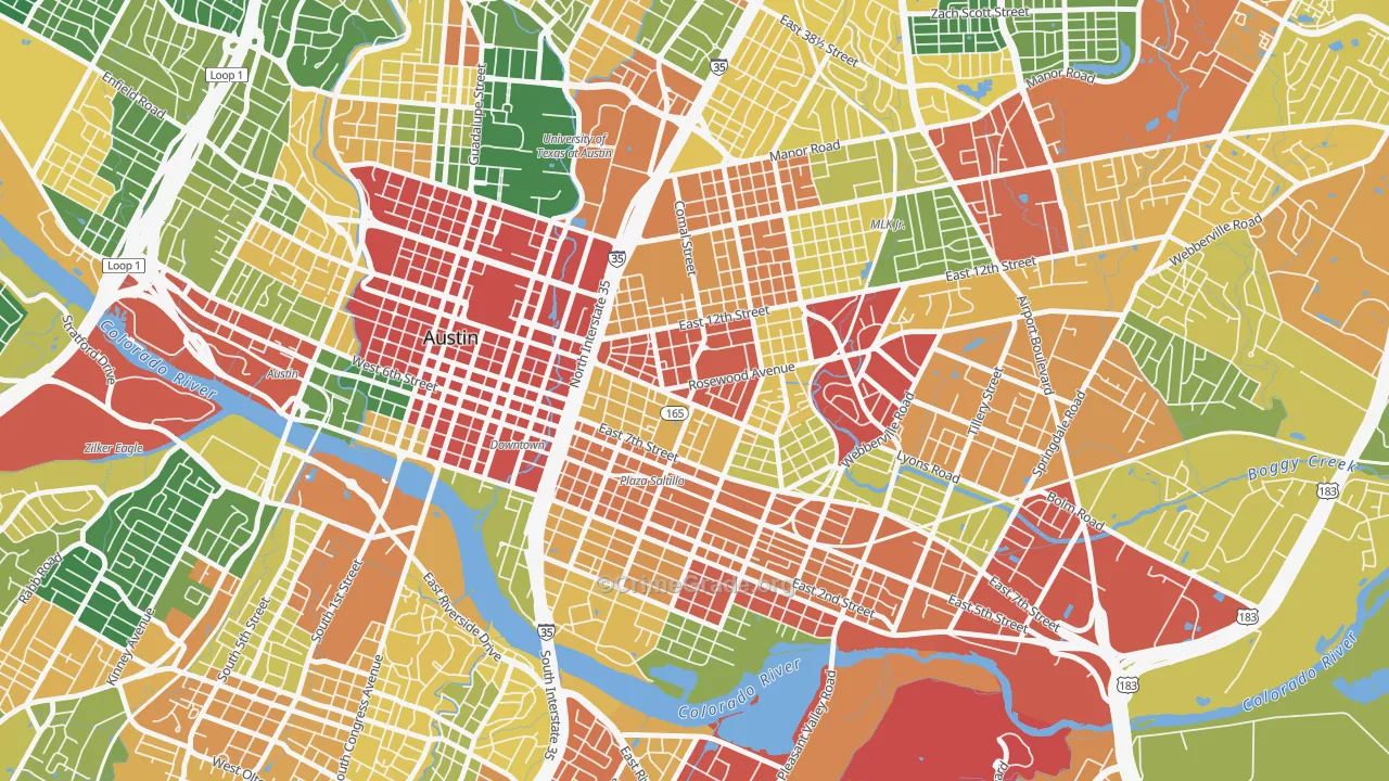 Central East Austin, Austin, TX Map of Vandalism Rates