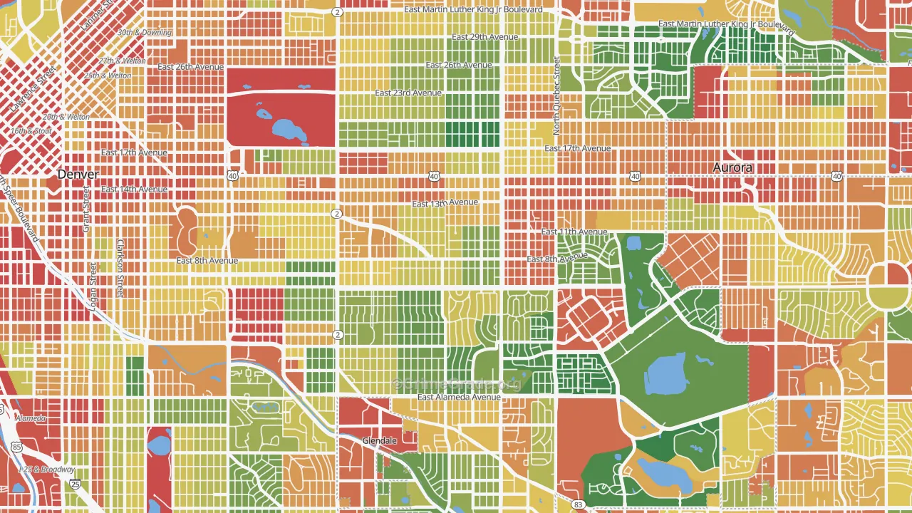 Central East Denver, Denver, CO Map of Vandalism Rates