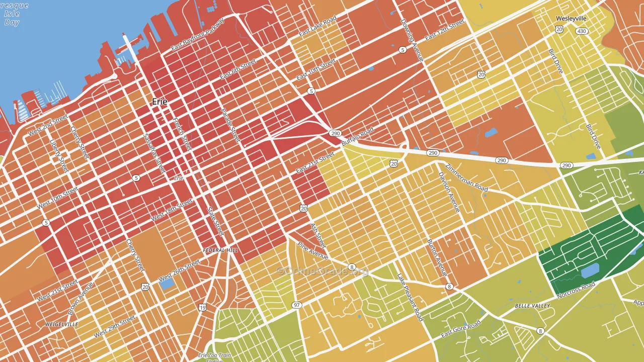 Central Eastside, Erie, PA Map of Vandalism Rates