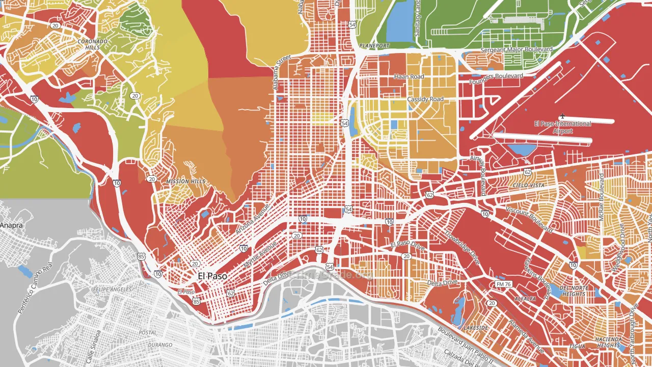 Central, El Paso, TX Map of Vandalism Rates