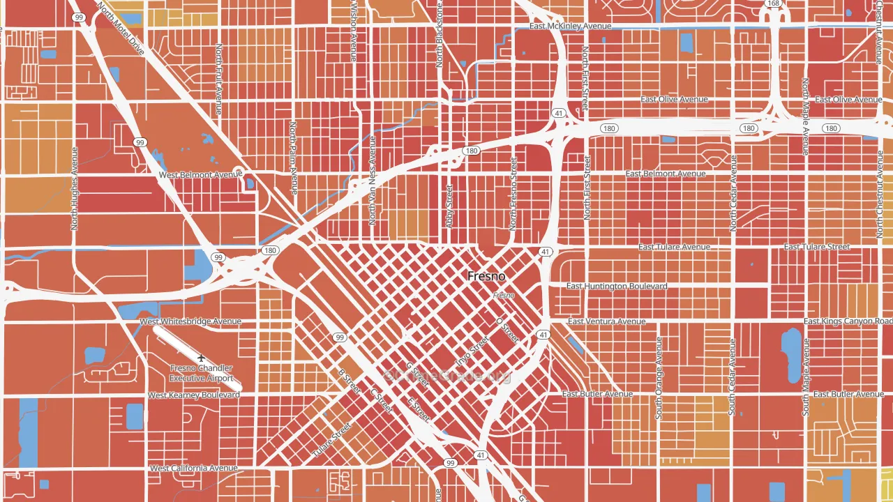 Central, Fresno, CA Map of Vandalism Rates