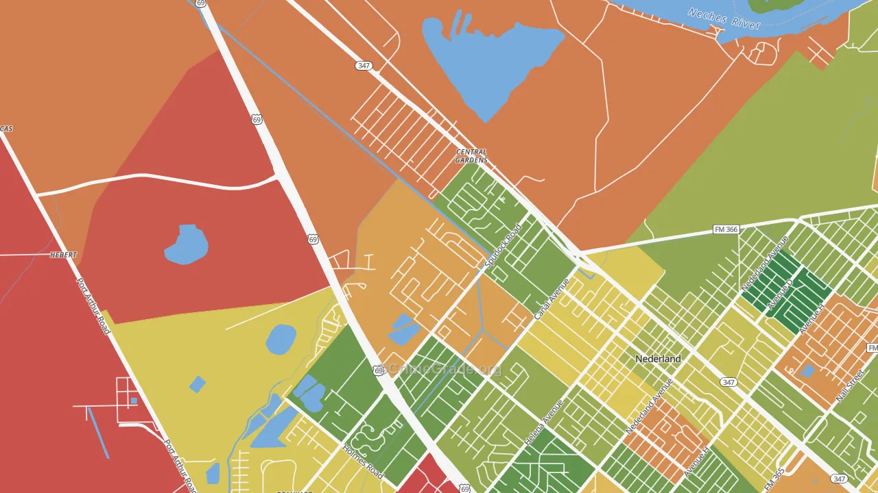 Central Gardens, TX Map of Vandalism Rates