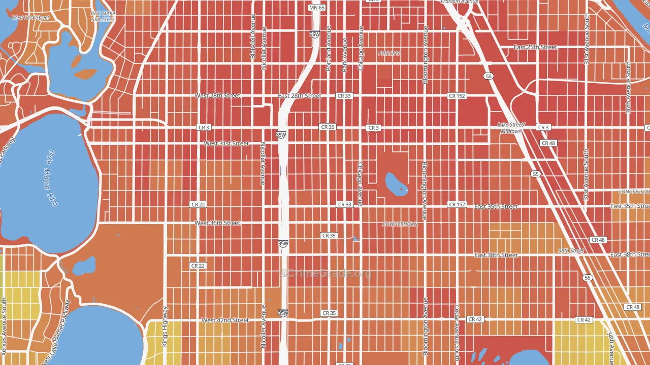 Central, Minneapolis, MN Map of Vandalism Rates